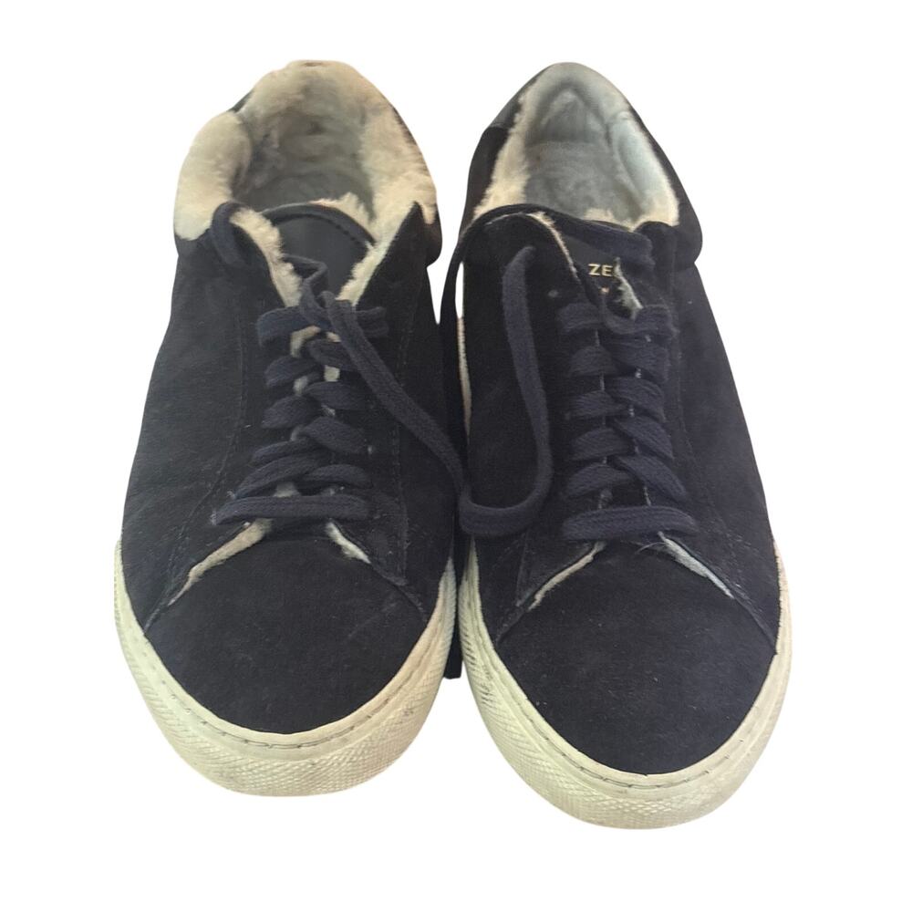 Black Suede Faux Fur Lined Lace-Up Sneakers Casual Comfort Shoes Zespa US 8.5